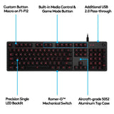 Logitech G413 Backlit Mechanical Gaming Keyboard with USB Passthrough, Carbon (920-008300)