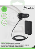 Belkin Road Rockstar with 4 USB Ports for Front and Backseat Charging(F8M935bt06-BLK), Black