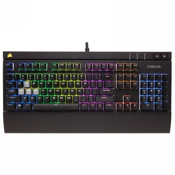 Open Box Corsair STRAFE RGB Mechanical Gaming Keyboard, Ultra-Quiet, Backlit Multicolor LED, Cherry MX SILENT(CH-9000121-NA)