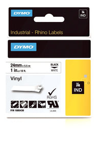 Dymo Rhino 1IN Vinyl Label Cassette 24mm, White (1805430)