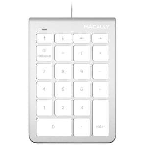 Macally Wired USB Numeric Keypad Keyboard for Laptop, Apple Mac iMac MacBook Pro/Air, Windows PC, or Desktop Computer with 5 Foot Cable & 22 Key Slim Number Pad Numerical Numpad - Silver (NUMKEY22)