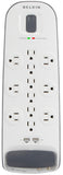 Belkin 12-Outlet Advanced Power Strip Surge Protector with 8-Foot Power Cord and Ethernet / Cable / Satellite / Telephone / Coaxial Protection, 4000 Joules (BV112234-08)