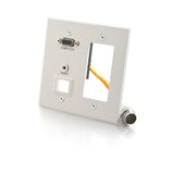 C2G 60057 RapidRun Double Gang Integrated VGA (HD15) + 3.5mm + Keystone + Decora Wall Plate, White