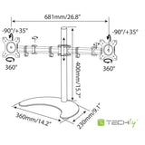 Double Monitor Desk Mount W/Base - 13-27