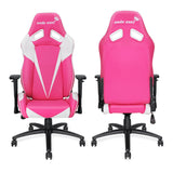 Anda Seat Pretty in Pink Executive PVC Leather Gaming Chair,Large Size High-back Recliner Office Racing Chair,Swivel Rocker Tilt E-sports Chair,Height Adjustable with Lumbar Support Pillow,Pink/White