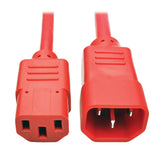 Tripp Lite P004-002-ARD Standard Computer Power Extension Cord, 10A, 18 AWG (IEC-320-C14-IEC-320-C13), Red, 2'