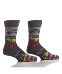 EXOTIC CARS on Gray Men's Crew Socks by Yo Sox