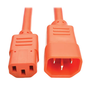 Tripp Lite P004-006-AOR Standard Computer Power Extension Cord, 10A, 18 AWG (IEC-320-C14-IEC-320-C13), Orange, 6'