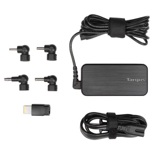 Targus 65 Watt Ultra-Slim Laptop Adapter and Compatible with ASUS for Lenovo and HP Ultrabooks, Includes 5 Tips, Black (APA92CA)