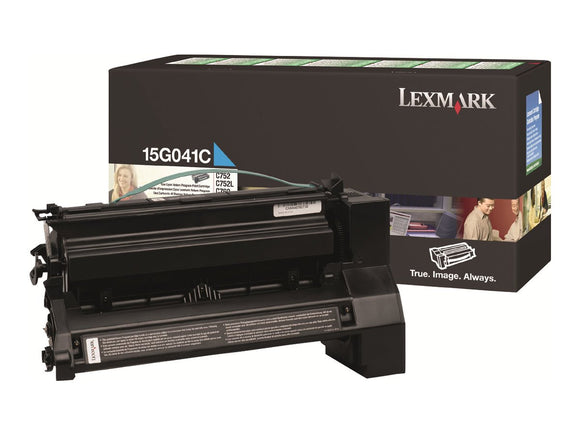 Lexmark 15G041C 0015G041C Cyan Toner Cartridge -Cyan -Laser -6000 Page -1 Each