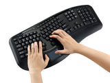 Adesso WKB-4500UB - Wireless Ergonomic Desktop Touchpad Keyboard, Split Keys Design, Palm Rest, Media Control Hotkeys, Long Battery Life - Compatible for Laptop/Desktop/PC/Windows XP/7/8/10