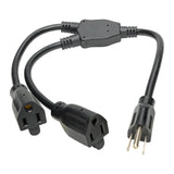 Power Extension Cord Y Splitter Cable 13a, 16awg (Nema 5-15p to 2X Nema 5-15r) 1