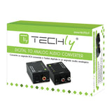 Techly Digital to Analog Audio Converter Box- AutoWT Digital Optical Coaxial Toslink Signal to Analog Audio Converter Adapter RCA L/R output with Optical Toslink Cable