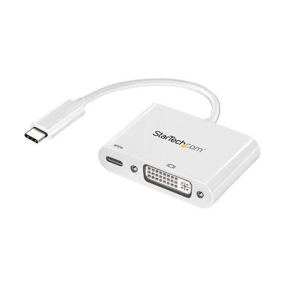 StarTech.com USB C to DVI Adapter - with Power Delivery - White - USB-C Adapter - DVI Adapter - UBC-C Dongle - USB Type C Adapter (CDP2DVIUCPW)