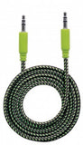 MANHATTAN Audio Blade (Braid) Cable 3.5 Mm Stereo (Male) - (Male) Black/Green 1.8 M (6 Ft.) 394147