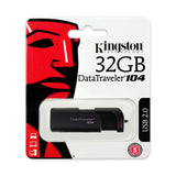 Kingston Digital 32 GB Data Traveler 104 USB 2.0 Flash, Thumb Memory Drive, Black Sliding Cap Design (DT104/32GB)