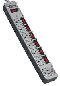 TRIPP LITE Eco Green Surge Protector Switched 7 Outlet Conserve Energy, Gray - TRPTLP76MSG