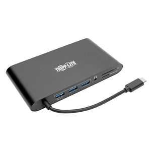 Tripp Lite USB 3.1 Gen 1 USB-C Docking Station with USB-A, HDMI, VGA, mDP, Gigabit Ethernet, Mem Card, 3.5mm and USB-C PD Charging, Black Housing USB C, USB Type C, USB Type-C