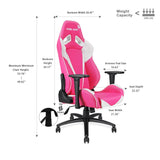 Anda Seat Pretty in Pink Executive PVC Leather Gaming Chair,Large Size High-back Recliner Office Racing Chair,Swivel Rocker Tilt E-sports Chair,Height Adjustable with Lumbar Support Pillow,Pink/White