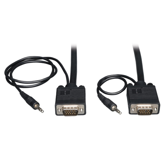 Tripp Lite P504-035 VGA Coax High Resolution Monitor Cable Audio HD15 3.5mm M/M 35-Feet Black