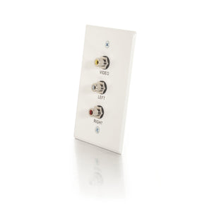 C2G 41014 Composite Video and RCA Stereo Audio Pass Through Single Gang Wall Plate, White