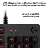 Logitech G413 Backlit Mechanical Gaming Keyboard with USB Passthrough, Carbon (920-008300)