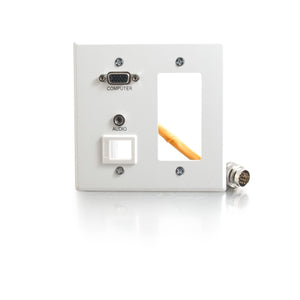 C2G 60057 RapidRun Double Gang Integrated VGA (HD15) + 3.5mm + Keystone + Decora Wall Plate, White