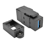 Tripp Lite USB 3.0 Keystone Panel Mount Coupler (F/F), All-in-One, Black (U325-000-KP-BK)