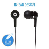 V7 HA100-2NP Noise Isolating Stereo Earbuds, Black