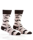 Yo Sox Sophisticated Mustache Funky Men's Crew Socks for Dress or Casual Wear Size 7-12