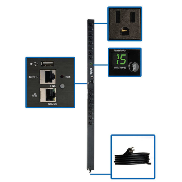 Tripp Lite PDU Switched 1.4kW 16 5-15R 120V 15A LX Platform Interface 5-15P Vertical 0URM Rack-Mount TAA (PDUMV15NETLX)