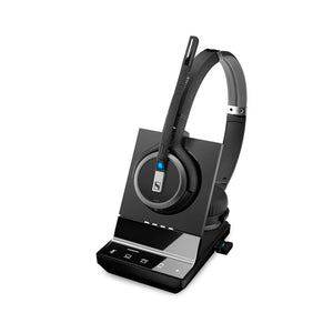 SENNHEISER SDW 5066 (507024) - Double-Sided (Binaural) Wireless Dect Headset for Desk Phone Softphone/PC & Mobile Phone Connection Dual Microphone Ultra Noise Cancelling, Black