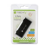 TECHly USB Hub - 4 Ports - Ultra High Speed USB 3.0 - Pocket Size - Blak