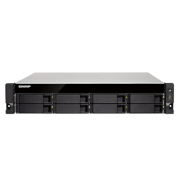 QNAP TS-863XU-4G-US 2U 8-Bay AMD 64bit x86-based NAS and iSCSI/IP-SAN, Quad Core 2.0GHz, 4GB RAM, 4 x 1GbE, 1 x 10GbE (10GBASE-T), Single PSU (not upgradeable)