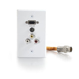 C2G 60030 RapidRun Single Gang Integrated VGA (HD15) + 3.5mm + Composite Video + Stereo Audio Wall Plate, White