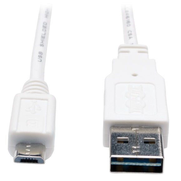 TRIPP LITE 6 Inch USB 2.0 Universal Reversible Cable A to 5-Pin Mic B, White (UR050-06N-WH)