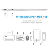 Macally Ultra Slim USB Wired Keyboard with 2 USB Ports Full-Size with Number Pad for Mac - Compatible with Apple Mac Mini/iMac Desktops (WKEYHUBMB)