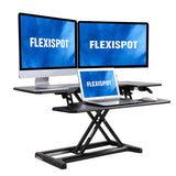 FLEXISPOT Stand up Desk Converter - 42 inches Wide Platform Standing Desk Computer Riser with Deep Keyboard Tray for Laptop (42", Black, M7L)