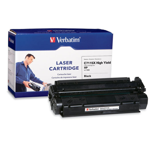 Verbatim HP C7115X High Yield Remanufactured Laser Toner Cartridge, Black 96005