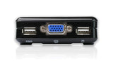 IOGEAR 2-Port Compact USB VGA KVM with Built-in Cables GCS42UW6 (Black)