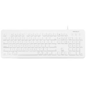 Macally Full Size USB Wired Computer Keyboard for Mac and Windows PC with 15 Apple Shortcut Keys and Numeric Keypad (MKEYX)