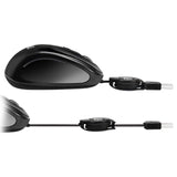 Adesso Ergonomic iMouse S8 - Retractable Optical USB Mouse (Black)