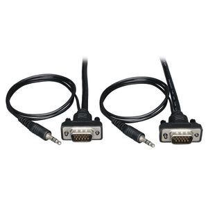 Tripp Lite P504 SVGA/VGA Compact Monitor + Audio Extension Cable with RGB Coax HD15 M/M, 3.5mm M/M