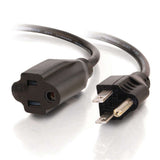 C2G 53408 18 AWG Outlet Saver Power Extension Cord - NEMA 5-15P to NEMA 5-15R, TAA Compliant, Black (12 Feet, 3.65 Meters)