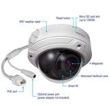 TRENDnet Indoor/Outdoor 4 Megapixel, Varifocal PoE IR Dome Network Camera, Auto-Focus, Optical Zoom, Manual Pan/Tilt, Night Visions Up to 66ft, IP66 Rated Housing, ONVIF, IPv6, TV-IP345PI