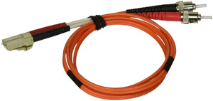 C2G 37400 OM2 Fiber Optic Cable - LC-ST 50/125 Duplex Multimode PVC Fiber Cable, Orange (3.3 Feet, 1 Meter)