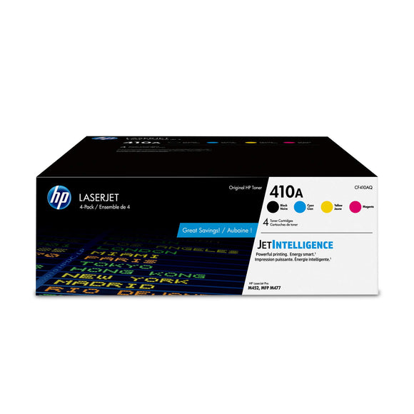 HP 410A (CF410AQ) Black, Cyan, Magenta & Yellow Original Toner, 4 Cartridges