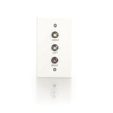 C2G 41014 Composite Video and RCA Stereo Audio Pass Through Single Gang Wall Plate, White