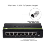 TRENDnet 8-Port Gigabit GREENnet PoE+ Switch,TPE-TG44G, 4 x Gigabit PoE/PoE+ Up to 30 Watts/Port, 4 x Gigabit, 61W Power Budget, 16 Gbps Switch Capacity, Ethernet Unmanaged Switch, Lifetime Protection