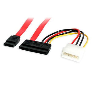 StarTech.com 18in SATA Serial ATA Data and Power Combo Cable - SATA cable - Serial ATA 150/300/600 - SATA combo (R) to 4 pin internal power, SATA - 1.5 ft - red - SATA18POW